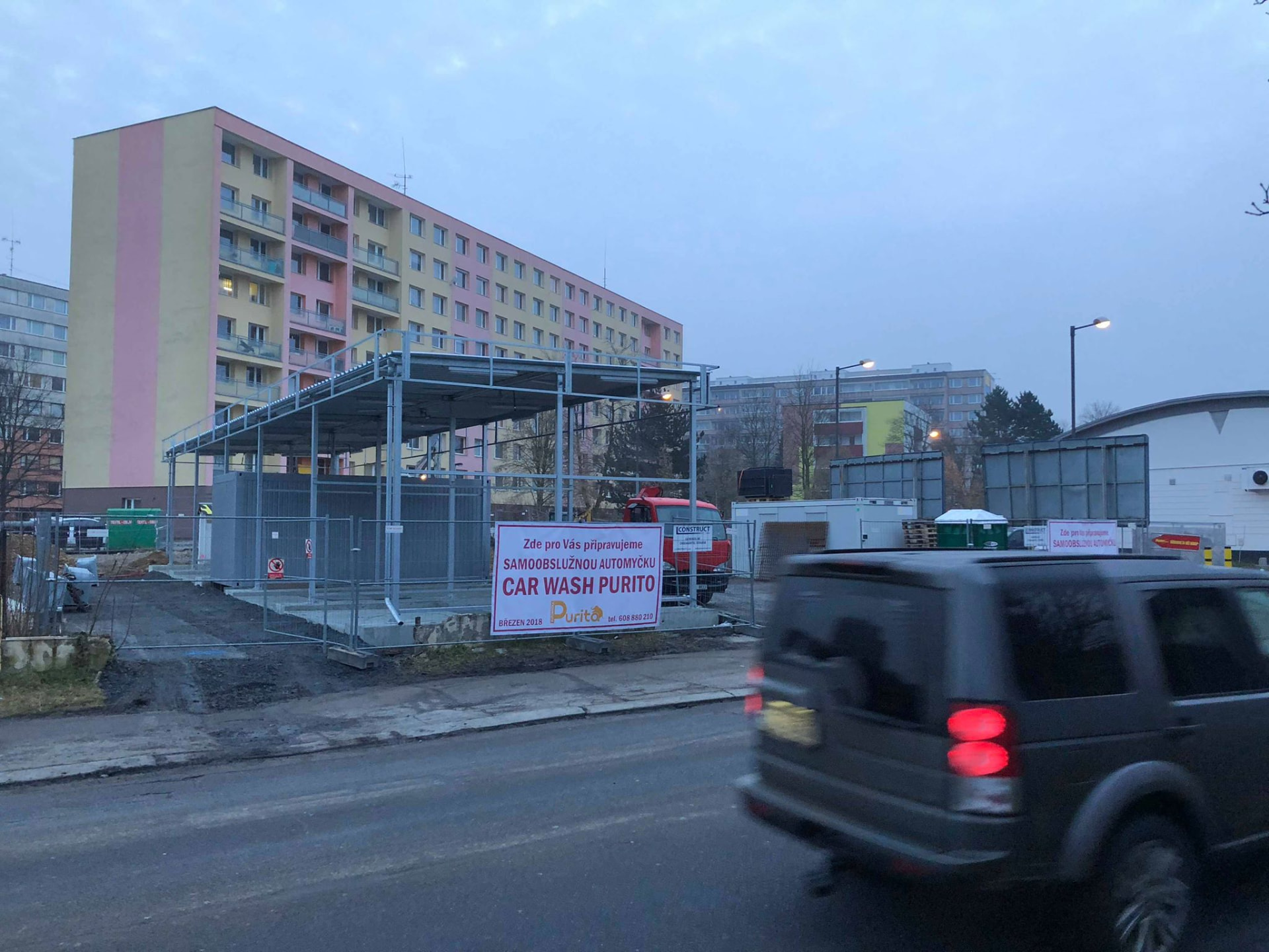 Výstavba ocelové konstrukce automyčky Car Wash Purito